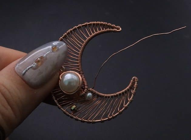 Wire-Wrapping Dreamy Birthstone Charm Crescent Pendant Tutorial 56