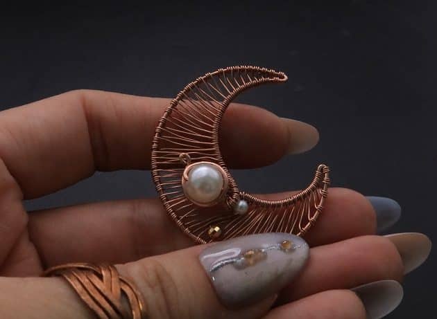 Wire-Wrapping Dreamy Birthstone Charm Crescent Pendant Tutorial 57