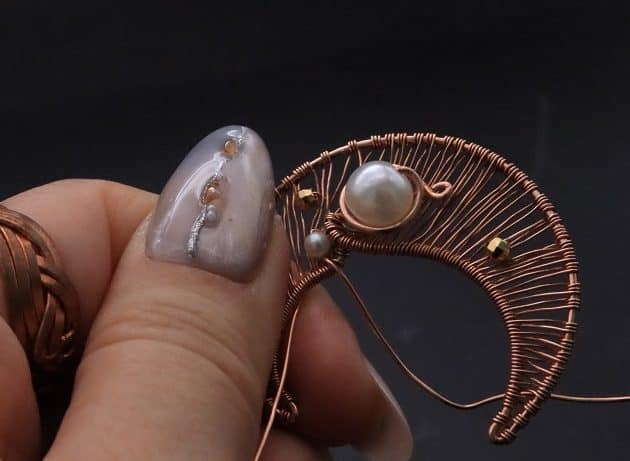 Wire-Wrapping Dreamy Birthstone Charm Crescent Pendant Tutorial 61