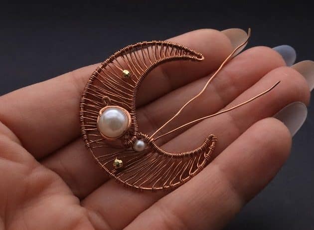 Wire-Wrapping Dreamy Birthstone Charm Crescent Pendant Tutorial 64