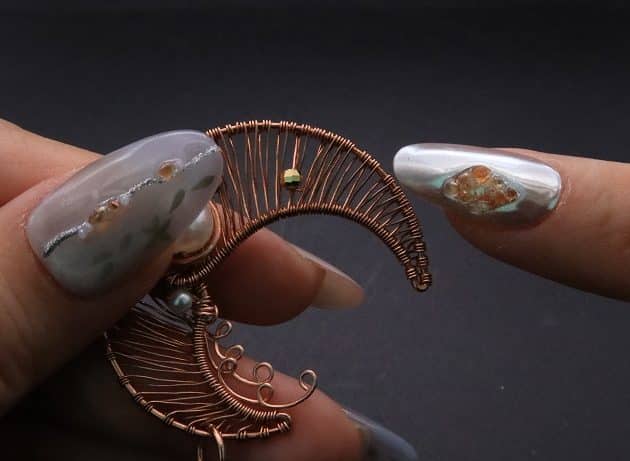 Wire-Wrapping Dreamy Birthstone Charm Crescent Pendant Tutorial 90