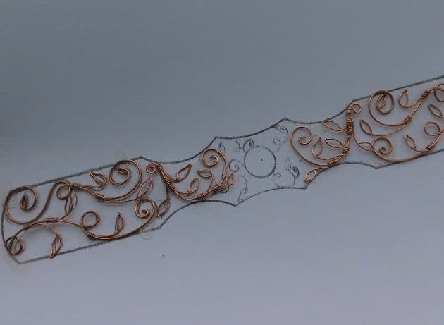 Wire-Wrapping Elven Statement Pearl Vine Cuff Bracelet Tutorial 10
