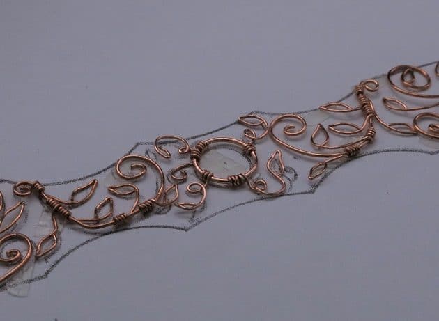 Wire-Wrapping Elven Statement Pearl Vine Cuff Bracelet Tutorial 13