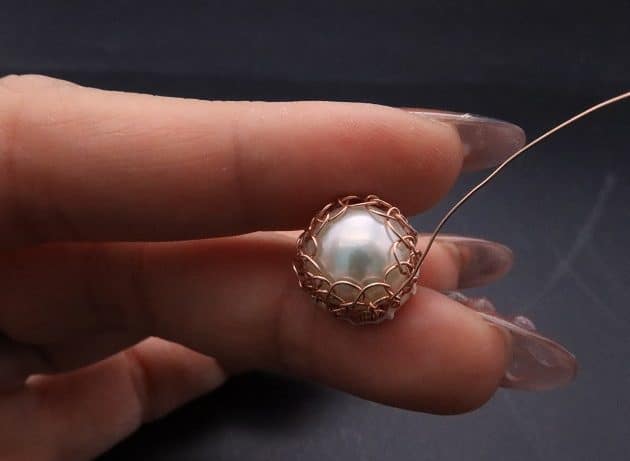 Wire-Wrapping Elven Statement Pearl Vine Cuff Bracelet Tutorial 33