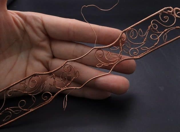 Wire-Wrapping Elven Statement Pearl Vine Cuff Bracelet Tutorial 51