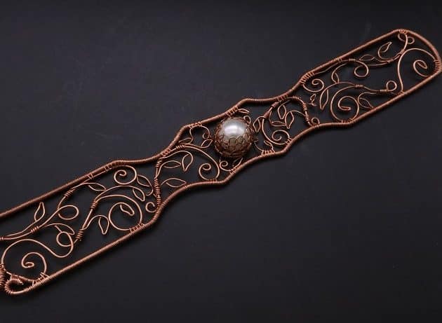 Wire-Wrapping Elven Statement Pearl Vine Cuff Bracelet Tutorial 55