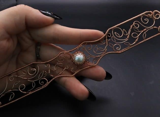 Wire-Wrapping Elven Statement Pearl Vine Cuff Bracelet Tutorial 58