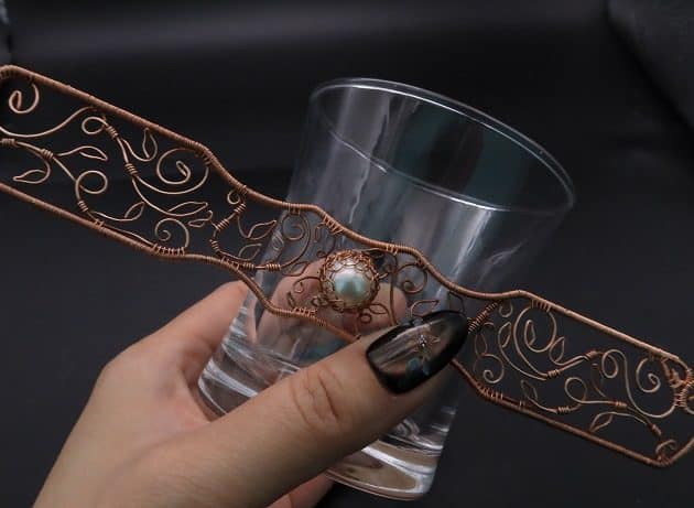Wire-Wrapping Elven Statement Pearl Vine Cuff Bracelet Tutorial 59
