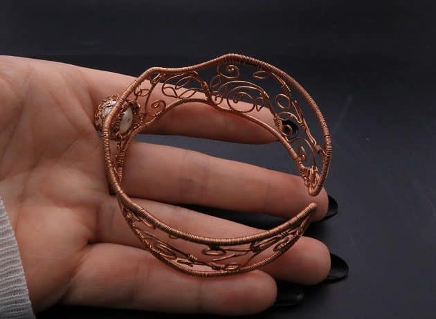 Wire-Wrapping Elven Statement Pearl Vine Cuff Bracelet Tutorial 60