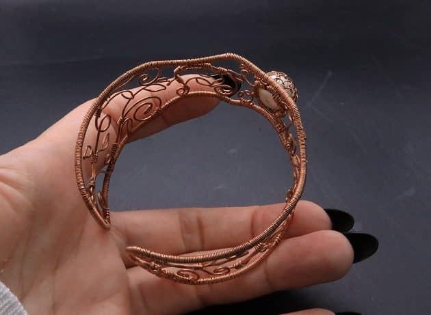 Wire-Wrapping Elven Statement Pearl Vine Cuff Bracelet Tutorial 62