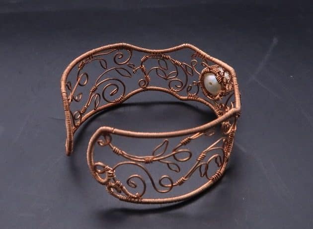 Wire-Wrapping Elven Statement Pearl Vine Cuff Bracelet Tutorial 64