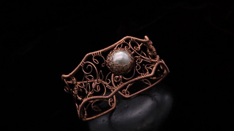 Wire-Wrapping Elven Statement Pearl Vine Cuff Bracelet Tutorial
