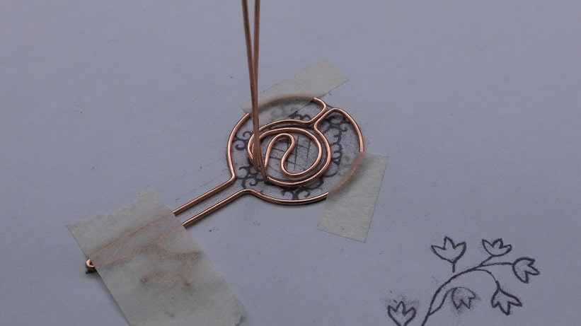 Wire-Wrapping Sodalite Copper Floral Key Pendant Tutorial 12