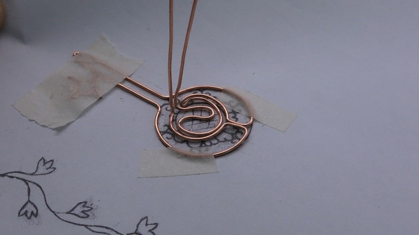 Wire-Wrapping Sodalite Copper Floral Key Pendant Tutorial 13