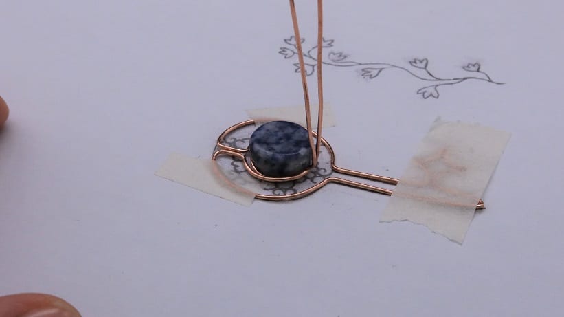 Wire-Wrapping Sodalite Copper Floral Key Pendant Tutorial 15