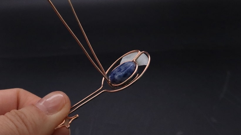 Wire-Wrapping Sodalite Copper Floral Key Pendant Tutorial 16