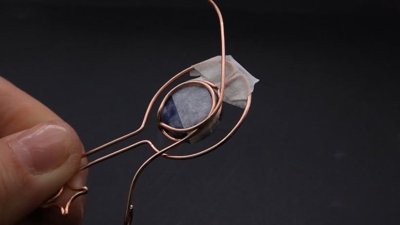 Wire-Wrapping Sodalite Copper Floral Key Pendant Tutorial 19