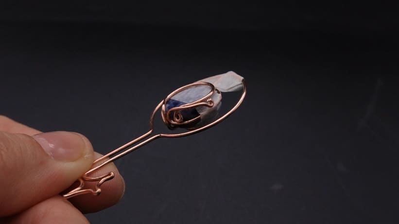 Wire-Wrapping Sodalite Copper Floral Key Pendant Tutorial 22