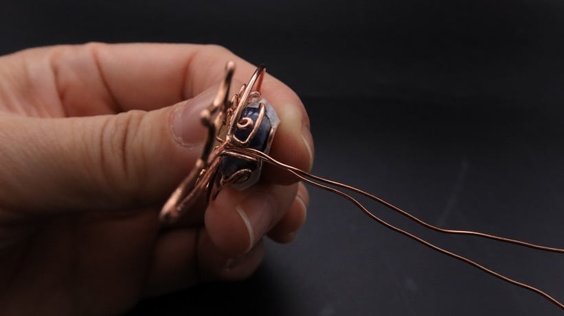Wire-Wrapping Sodalite Copper Floral Key Pendant Tutorial 29