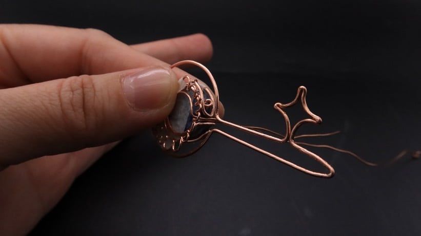 Wire-Wrapping Sodalite Copper Floral Key Pendant Tutorial 30