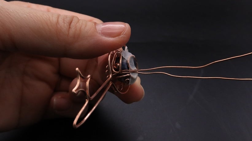 Wire-Wrapping Sodalite Copper Floral Key Pendant Tutorial 31