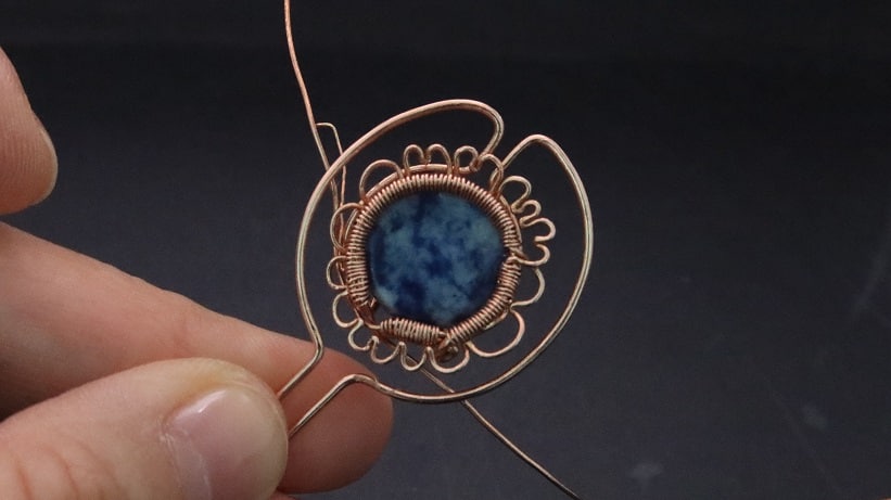Wire-Wrapping Sodalite Copper Floral Key Pendant Tutorial 35