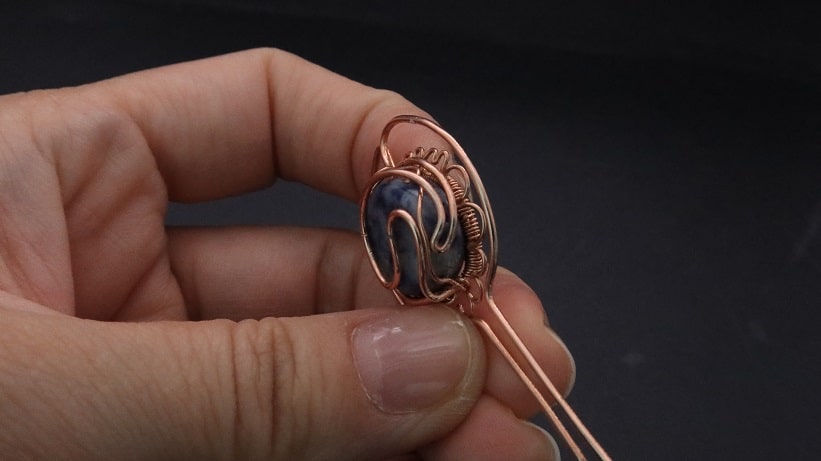 Wire-Wrapping Sodalite Copper Floral Key Pendant Tutorial 38