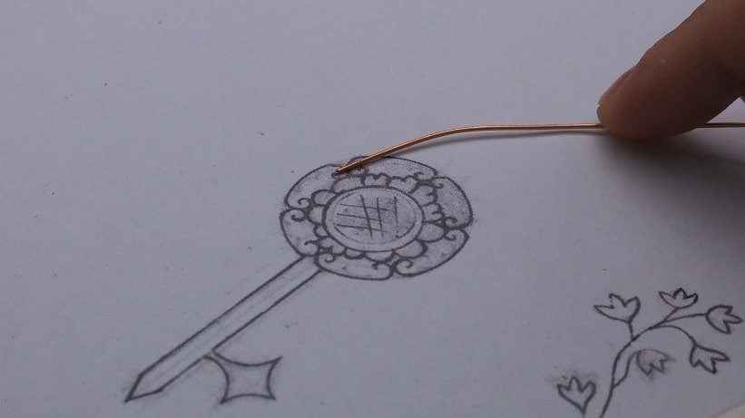 Wire-Wrapping Sodalite Copper Floral Key Pendant Tutorial 4