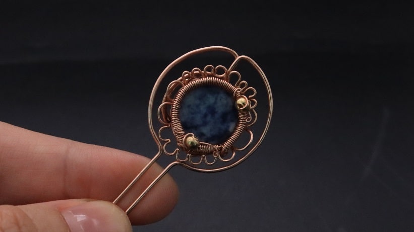 Wire-Wrapping Sodalite Copper Floral Key Pendant Tutorial 44