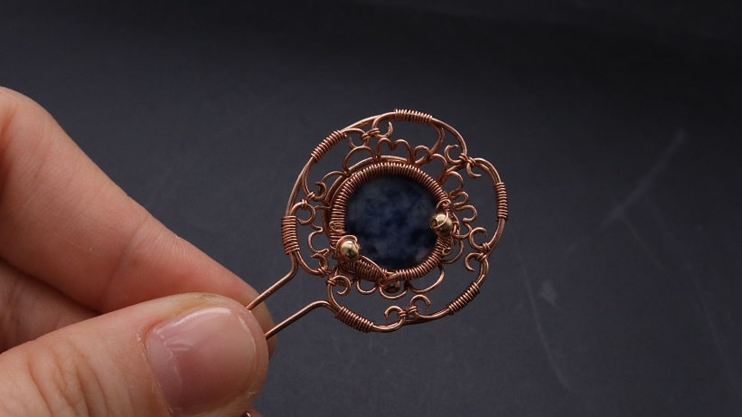 Wire-Wrapping Sodalite Copper Floral Key Pendant Tutorial 46