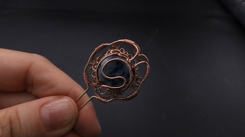 Wire-Wrapping Sodalite Copper Floral Key Pendant Tutorial 49