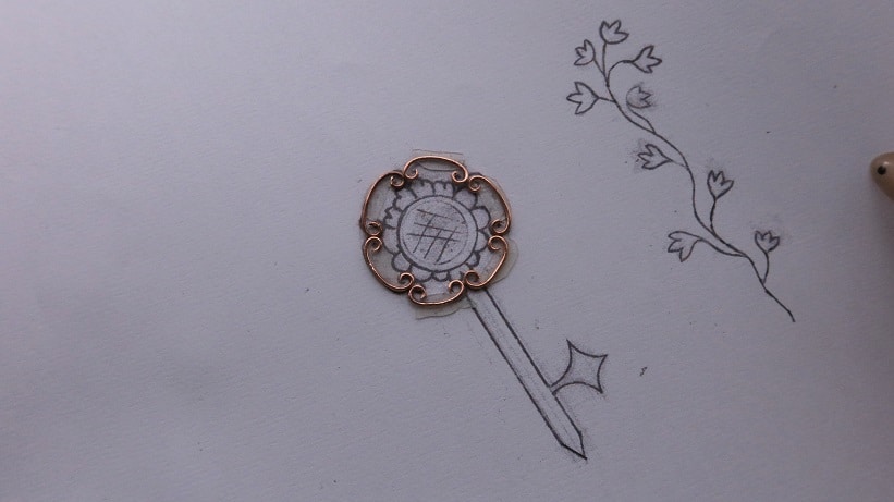 Wire-Wrapping Sodalite Copper Floral Key Pendant Tutorial 5