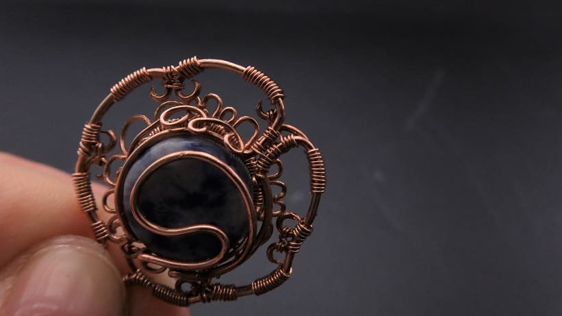 Wire-Wrapping Sodalite Copper Floral Key Pendant Tutorial 51