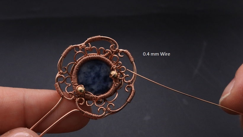 Wire-Wrapping Sodalite Copper Floral Key Pendant Tutorial 52