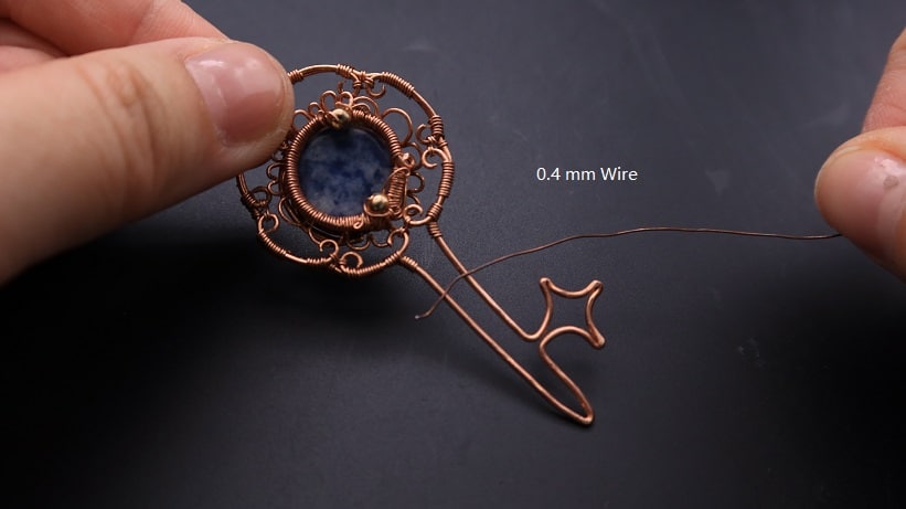 Wire-Wrapping Sodalite Copper Floral Key Pendant Tutorial 55