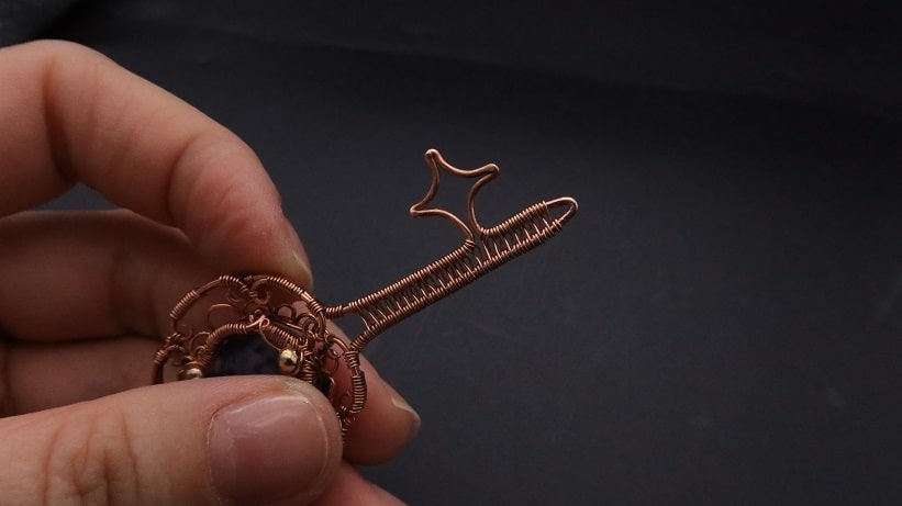 Wire-Wrapping Sodalite Copper Floral Key Pendant Tutorial 60