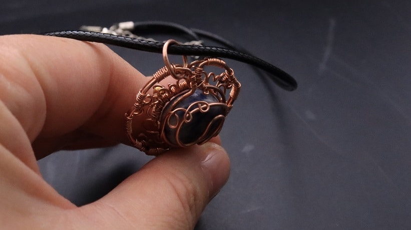 Wire-Wrapping Sodalite Copper Floral Key Pendant Tutorial 73