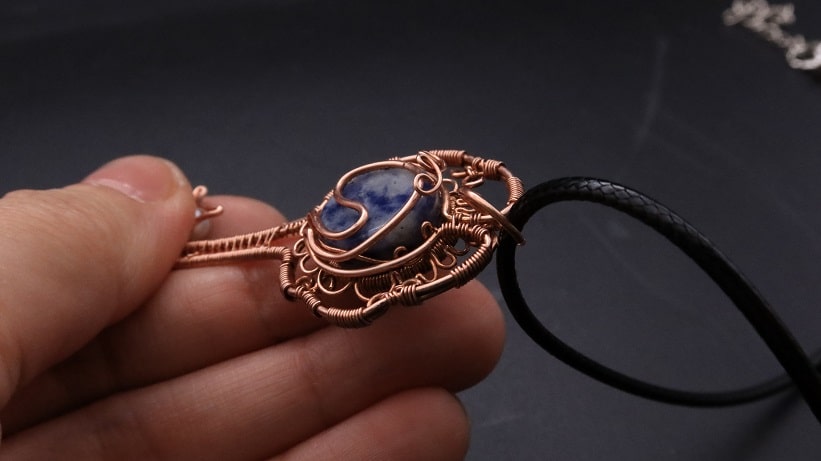 Wire-Wrapping Sodalite Copper Floral Key Pendant Tutorial 75