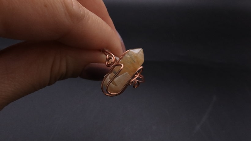 Wire-Wrapping Nostalgic Copper Woven Crystal Point Ring Tutorial 31