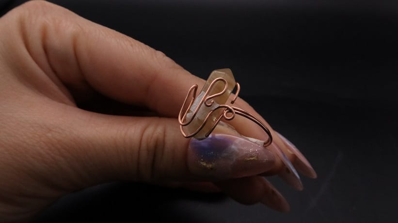 Wire-Wrapping Nostalgic Copper Woven Crystal Point Ring Tutorial 32