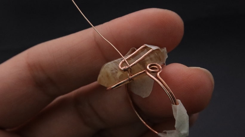 Wire-Wrapping Nostalgic Copper Woven Crystal Point Ring Tutorial 37