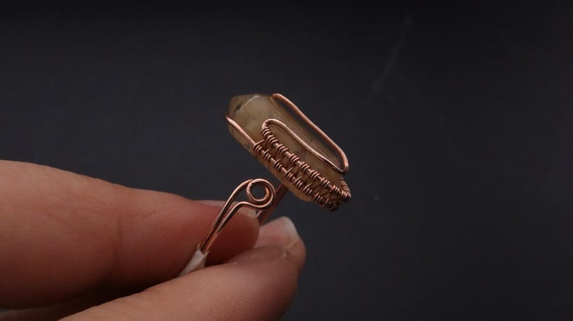 Wire-Wrapping Nostalgic Copper Woven Crystal Point Ring Tutorial 38