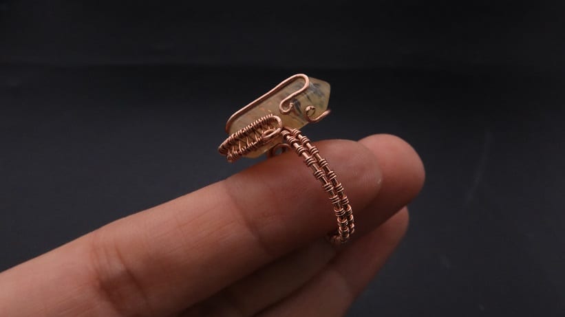 Wire-Wrapping Nostalgic Copper Woven Crystal Point Ring Tutorial 43