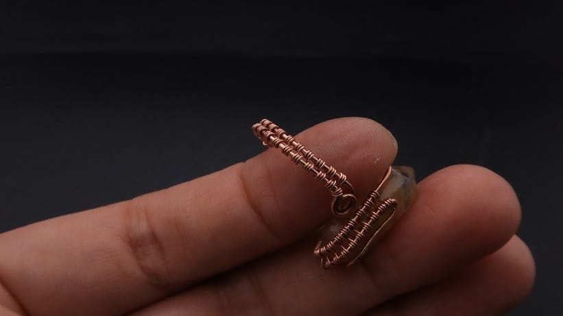 Wire-Wrapping Nostalgic Copper Woven Crystal Point Ring Tutorial 44