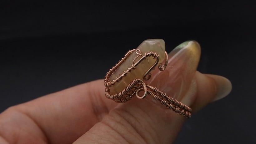 Wire-Wrapping Nostalgic Copper Woven Crystal Point Ring Tutorial 47