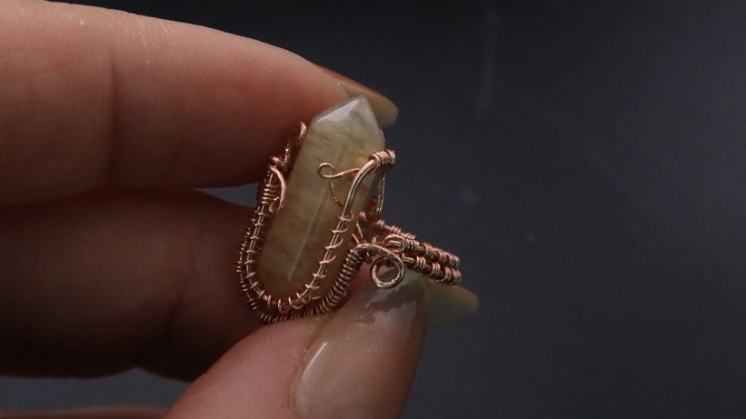 Wire-Wrapping Nostalgic Copper Woven Crystal Point Ring Tutorial 51
