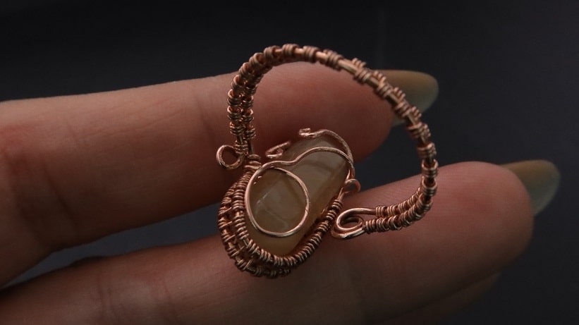 Wire-Wrapping Nostalgic Copper Woven Crystal Point Ring Tutorial 52