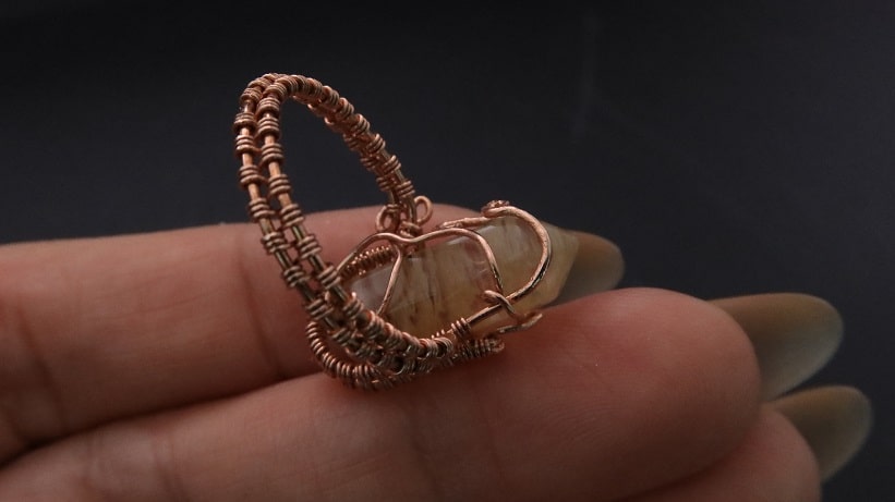 Wire-Wrapping Nostalgic Copper Woven Crystal Point Ring Tutorial 53