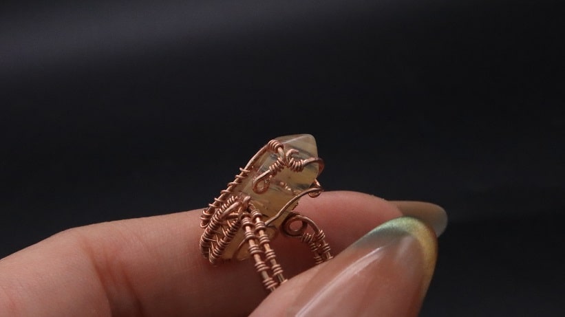 Wire-Wrapping Nostalgic Copper Woven Crystal Point Ring Tutorial 56