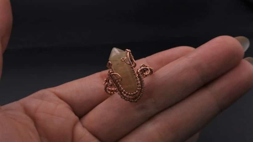 Wire-Wrapping Nostalgic Copper Woven Crystal Point Ring Tutorial 57
